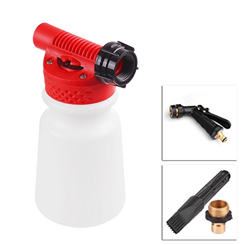 DDSKY Professional Car Washing Snow Foam Cannon with Heavy Duty Bottle 900ml, High Pressure Adjustable Snow Foamer Lance Car Wash Gun