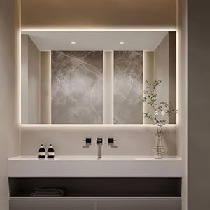 LED Bathroom Mirror with Lights, 40×24 Inch Frameless Backlit Mirror, Larger Anti-Fog Area, Dimmable Vanity Mirror with Memory Function, CRI95+, 3 Colors, UL Listed, Waterproof, Horizontal/Vertical