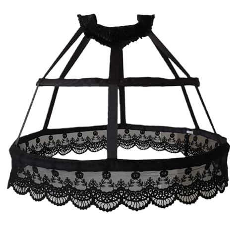 Bemonew Hoop Skirt Hoop Skirt Petticoat, Hollow Out Birdcage Style Bustle Cage with Wide Elastic Waistband, Stretchy Breathable Petticoat for Bridal Wedding, Black