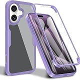 MODFYN Cover per iPhone 16 Plus con Protezione Dello Schermo Integrata, 360 Gradi Full Body Antiurto Rugged Bumper Protettivo Custodia per Apple iPhone 16 Plus-Purple