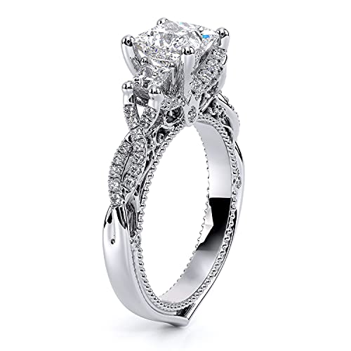 1.48 Carat (Ctw) Princess Moissanite Engagement Rings For Women Platinum Plated Silver Ring Moissanite Rings - 5 #TOP3