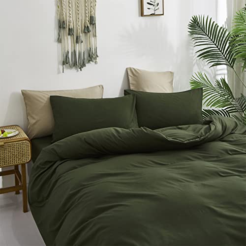 Cottonight Army Green Comforter Set King Men Green Bedding Comforter Set Olive Green Solid Blanket Quilts Modern Soft Breathable 3 Piece Hunter Green Blackish Green Comforter For King Bed #TOP4