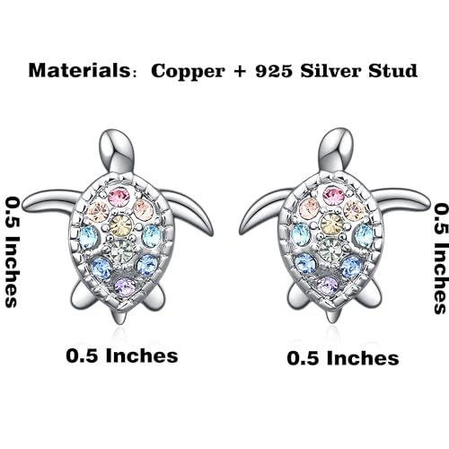 Horse/Cat/Axolotl/Dog/Dolphin/Turtle/Butterfly/T-Rex/Fox Stud Earrings Gifts for Girls Women,Cute Colorful Crystal Animal Stud Earrings Cool Animal Lovers Gifts for Women Girls3