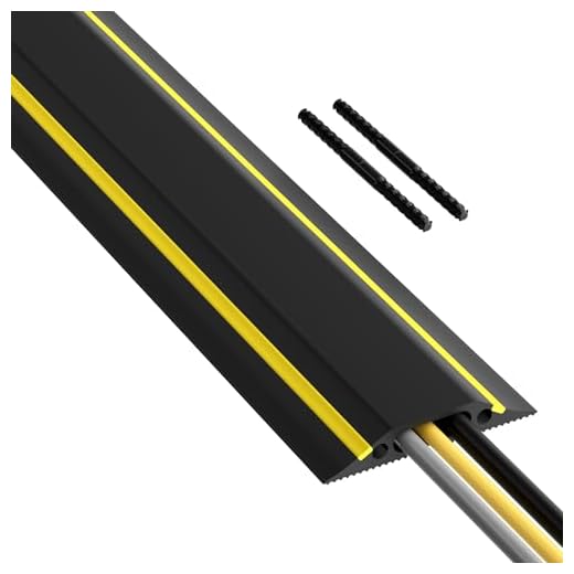 D-Line Passe Câble Sol Souple |FC83H| Passage Plancher Souple | Goulotte de Sol | Prévient les Accidents au Travail | Liégeable | Cavité du Câble 30x10mm, Longeur 1,8m