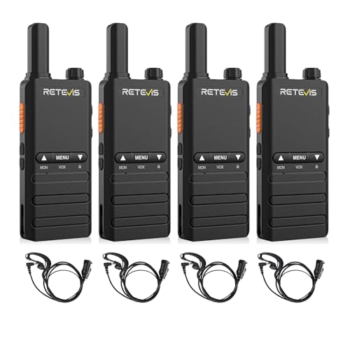 Retevis B3B Walkie Talkies for Adults, 2 Way Radio Earpiece with Mic, 3+2 Buttons, 1620mAh, USB-C, VOX Handsfree, Small Walkie Talkies for Clinic Store Hotel(4 Pack)