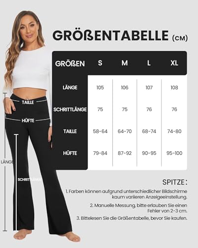 TNNZEET Schlaghose Damen Cross Waist Flared Yogahose Blickdicht Bootcut Leggings Jogginghose Jazzpants für Gym Sport(Schwarz,S)