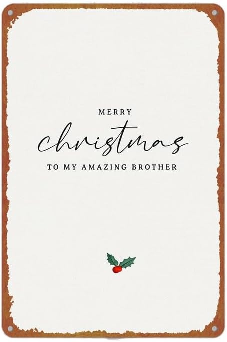 Christmas Greeting For Brother Vintage Metal Sign Wall Decor 8x12 Inch