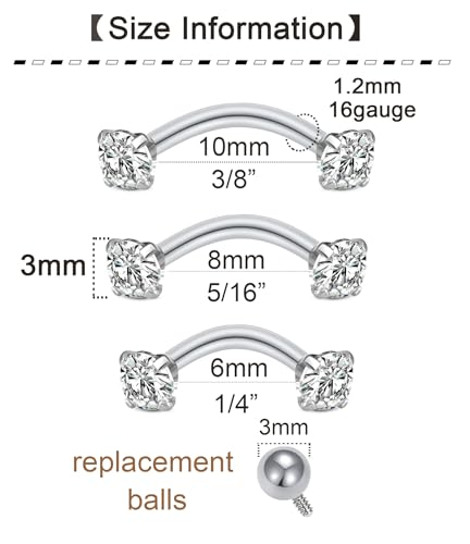 QWALIT Rook Piercing Jewelry Rook Earrings Internally Threaded Eyebrow Piercing Jewelry Eyebrow Rings Eyebrow Piercing Surgical Steel 16g Vertical Labret Lip Jewelry2