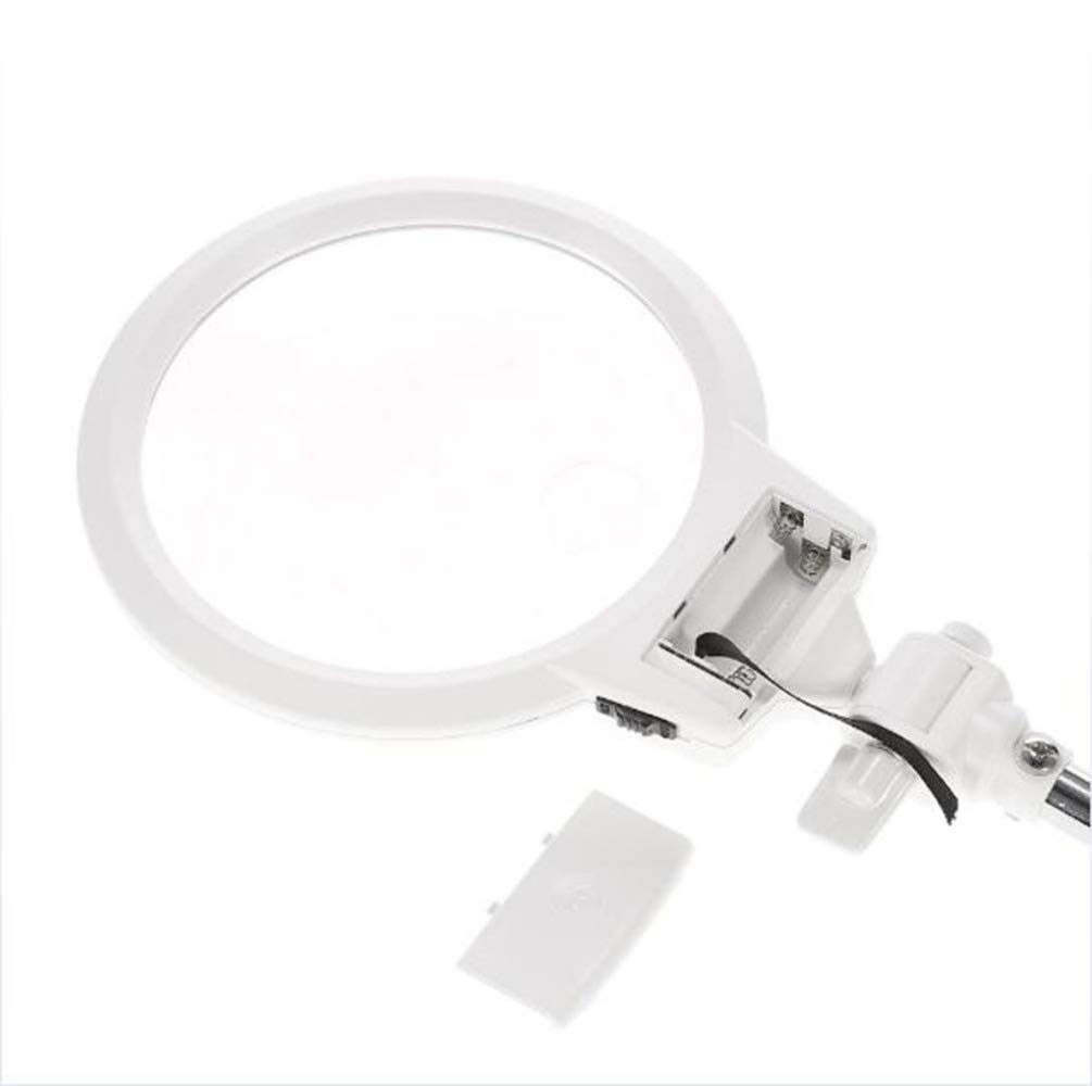 2 x 6 x faltbare Schreibtischlupe, freihändig, tragbar, verstellbar, Leselupe, 2 LED-Lampen, beleuchteter Tischständer, Lupe zum Lesen von Schmuck, Design, Löten, Nähen
