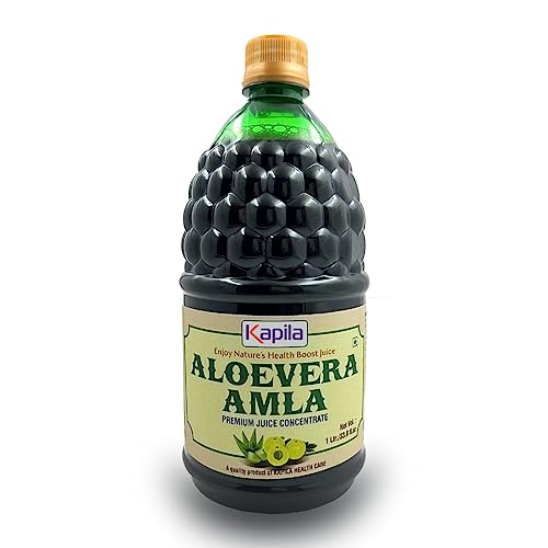 Kapila Amla Aloe Vera Juice 1 Liter for Strengthen Hairs, Skin Glow, Immunity Boosts, Improves Diges...
