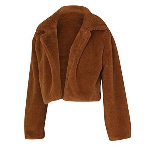 Sexy Crop Jackets For Women Winter Warm Fuzzy Fleece Outerwear Oversized Faux Fur Soft Coats Jacket Trendy Short Tops #TOP5