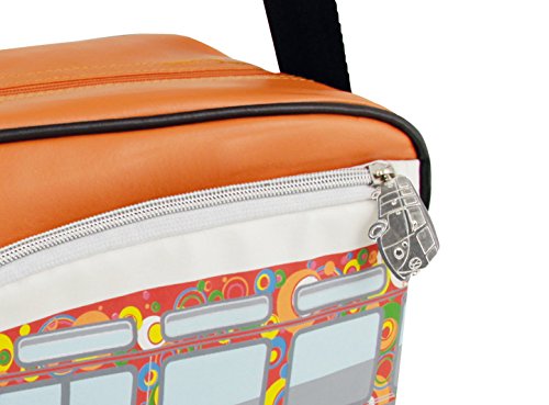 BRISA VW Collection - Volkswagen Shoulder Travel Messenger Bag with VW T1 Bus Campervan Motif (Circles/Orange)3