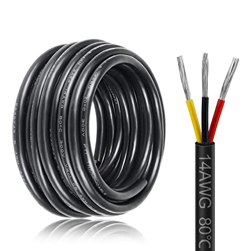 14 Gauge 3 Conductor Electrical Wire, 26.2Ft Black Pvc Case Stranded Low Voltage Led Cable,14Awg 3Pin Tinned Copper Hookup Wire, Flexible Extension Power Cord For Led Strips Lamp Lighting Automotive #TOP22