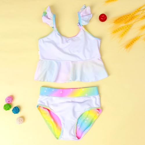 Image of DXTON Toddler Girls Swimsuit Mermaid Tankini Set 2-Piece Swimming Bathing Suit Beach Sport 3-10 Years