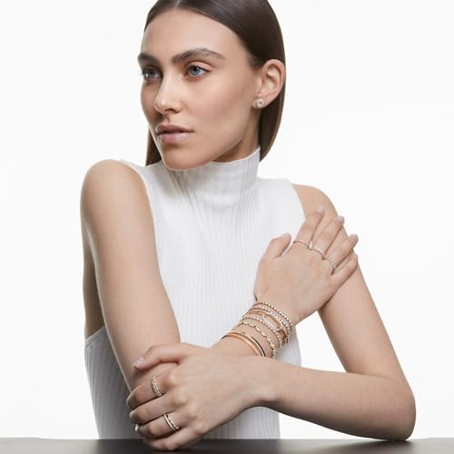 Swarovski Angelic Armband, Rund, Weiss, Roségold-Legierungsschicht & Stone Kreolen, Rosa, Roségold-Legierungsschicht