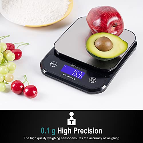Bomata Waterproof Food Scale, 0.01Oz/0.1G High Precision, 11Lb/5Kg, Washable, Usb Rechargeable, Stainless Steel Weighing Platform, Digital Kitchen Scale For Cooking, Baking, Weight Loss, Etc. #TOP2