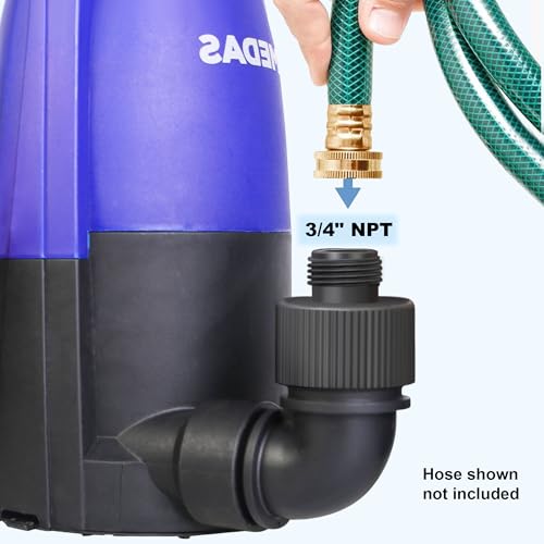 Image of MEDAS 1 HP Submersible Water Pump 3-in-1 Sump Pump Thermoplastic Portable Utility Pump 4623 GPH High Flow Water Removal for Swimming Pool Garden Pond Basement with 16.4ft Long Power Cord