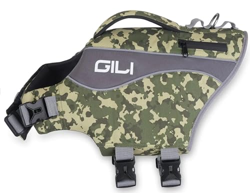 Gili Dog Life Vest Jacket Flotation (Woodland Camo