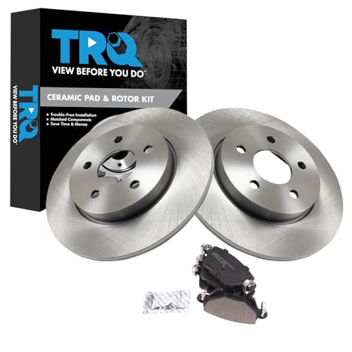 Image of TRQ Rear Brake Pad and Rotor Set Semi Metallic Solid Rotors Compatible with 2002-2004 Jaguar X-Type
