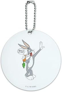 Looney Tunes Bugs Bunny What's Up Doc? Round Luggage ID Tag Card Suitcase Carry-On