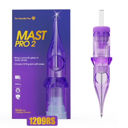 Mast Pro2 Tattoo Needles Cartridges, Pro Needles Pins for Super Aritsts, 20 Count, Disposable Round Shader 1209RS