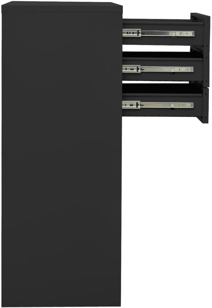 Office Cabinet Anthracite Steel Medium Cabinet Rectangular with 3 Drawers and Adjustable Shelf for Secure Storage and Modern Workspace Organization