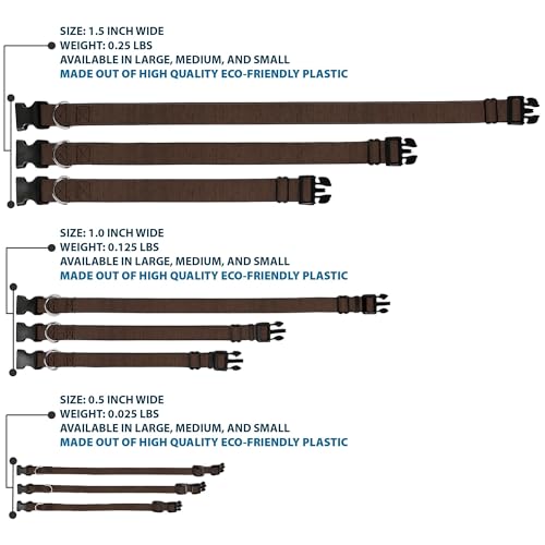 Collier grain de bois vertical à clip plastique réglable marron pour chiens