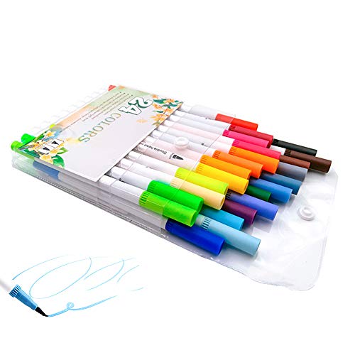 24 Color Dual Tip Brush Markers Pens,Fine Tip and Brush Drawing Pen Calligraphy Brush Marker Pens for Art Supplies Writing Drawing Hand Lettering Journaling Sketching Planner