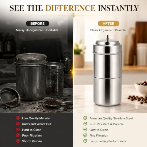 Image of VELTO Stainless Steel Coffee Filter for South Indian Filter Coffee, Coffee Decoction Maker, Filter Coffee Maker Steel, Coffee Filter for Home, 260g