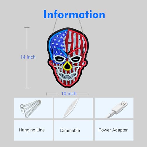 Image of Neon Light Sign for Beer Bar Club Bedroom Office Hotel Pub Cafe Wedding Birthday Party Man Cave Art Wall (Skull)