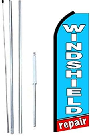 WINDSHIELD REPAIR King Flag Sign With Complete Hybrid Pole set