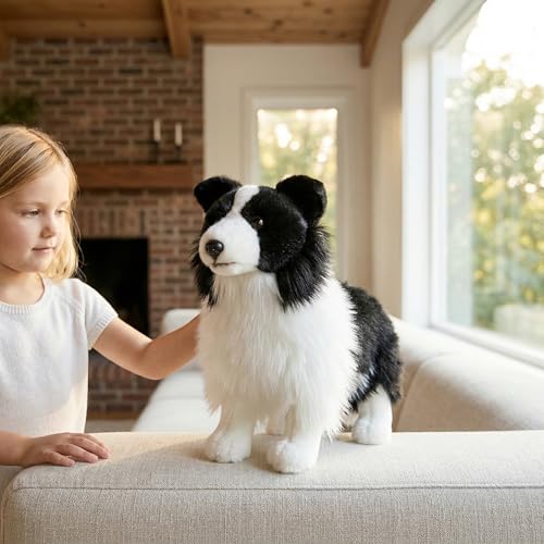 Simulation Border Collie Plush Toy - Realistic Standing Border Collie Puppy Dog Stuffed Animal Cute Dog Pet Toy, Gift Toys for Kids Birthday Christmas Halloween, Home Decor by Frankiezhou Home - Used condition - Image 3
