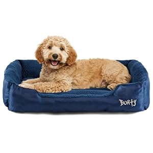 Bunty Deluxe Dog Bed – Small, Medium to XXL Calming Washable Dog Bed – Non-Slip Base, Raised Walls, Fleece Lined Interior, Plush Cushioning, Insulates & Retains Heat – XL, Blue
