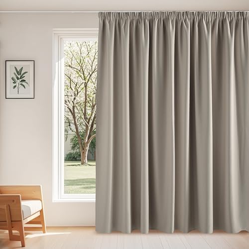 PONY DANCE Abdunkelnde Vorhänge für Schienen Thermovorhang Kälteschutz | 1er Set H245 x B300 cm, Blickdichte Gardinen für Große Fenster, mit Kräuselband, für Schlafzimmer Wohnzimme