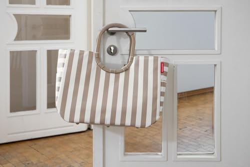 reisenthel loopshopper L summerstripes coffee – Stabile Tasche mit praktischen Fächern aus recycelten PET-Flaschen – Charmantes und wasserabweisendes Design
