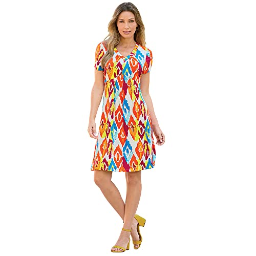 K. Jordan Womens Favorite V-Neck Dress, Available in 10 Colors and Plus Size