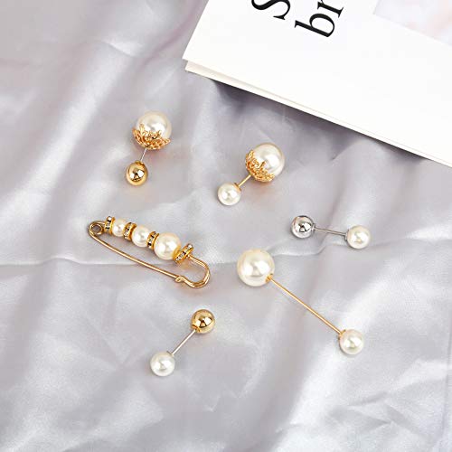 Yansport 8Pc Pearl Brooch Pin Set, Sweater Shawl Rhinestone Brooch, Lapel Pins Brooches Clips For Women Girls (8Pc Pearl Brooch Set) #TOP4