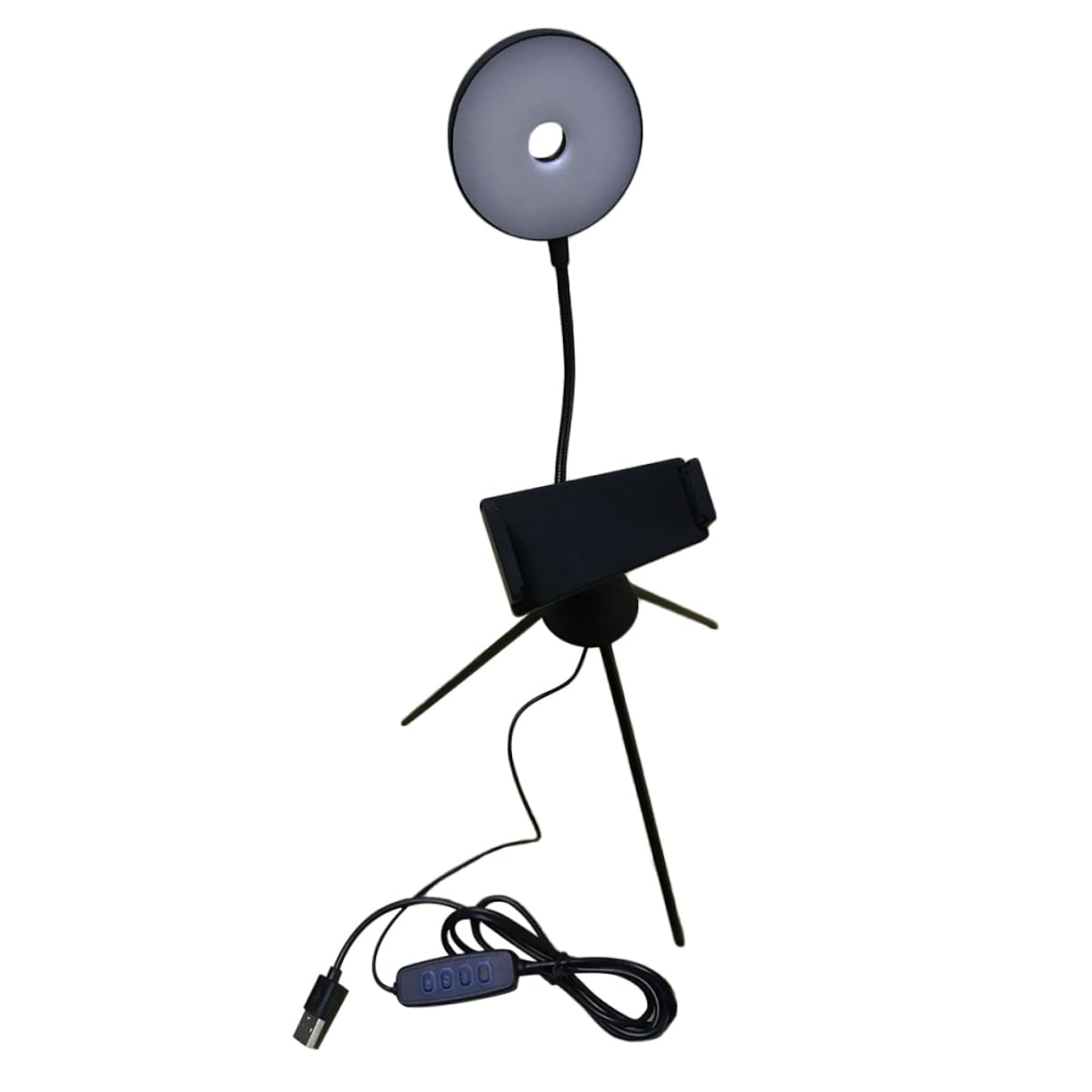 HAKIDZEL Live Stream Light Led Fill Light Compact Tripod Phone Holder for Calls Photography