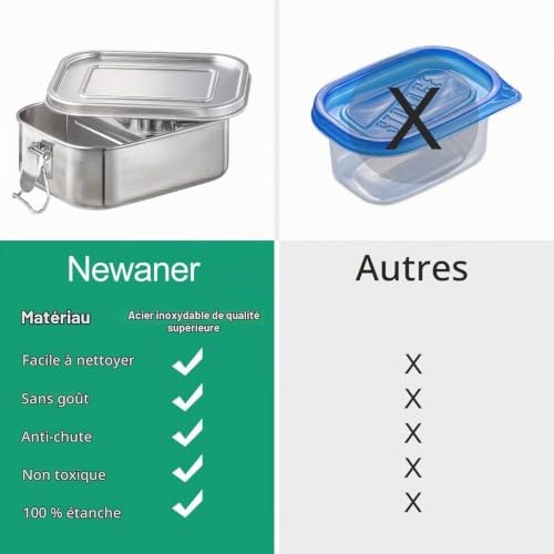 Foto von Newaner Lunchbox aus Edelstahl, 800 ml Auslaufsicher Lunchbox