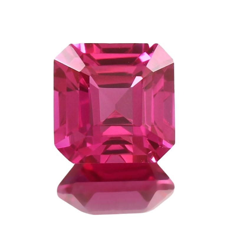 Tourmaline naturelle Rubellite 9 x 6,3 mm Asscher pour fabrication bague collier pendentif