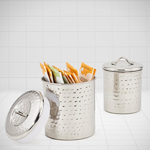 Old Dutch 947 Shiny Hammered Canister Set (2 Piece), 1.5 quart/1 quart, Stainless Steel - Thumbnail 3