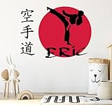 Personalized Karate boy Wall Decal - Martial Art Wall Sticker - Vinyl Sport Taekwondo Wall Decor - Martial Art Decor Removable, Karate Silhouette Stickers for Nursery Dojo Decor (Wide 10'x7' Height)