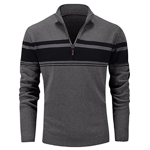Pull homme mi-saison Kelsiop col roulé zippé gris foncé contre le froid L