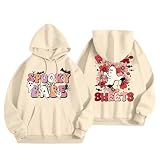 Generisch Boyfriend Sudadera con capucha para mujer, diseño de letras de Halloween, beige, L