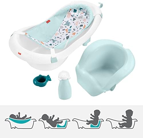 Fisher-Price 4-in-1 Sling 'n Seat Bath Tub, Pacific Pebble, Baby to Toddler Convertible Tub with Seat and Toys