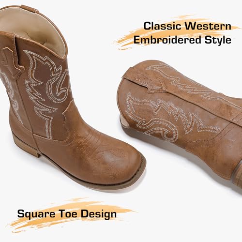 Motasha Girls Cowgirl Boots Unisex-Child Mid Calf Glitter Toddler Cowboy Boot Little Big Kids Western Riding Shoes - Image 8