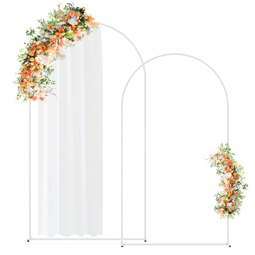 7.2FT+6.6FT Metal Arch Backdrop Stand, White Wedding Arch Stand S...