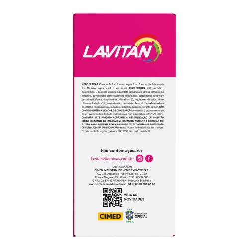 LAVITAN Vitamina Infantil Solução Oral Tutti Frutti Rosa Lavitan 240 Ml