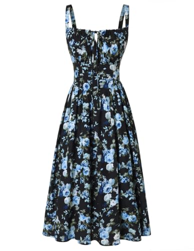 SCARLET DARKNESS Damen Viktorianisches Blumen Korsett Spaghetti Sommerkleid