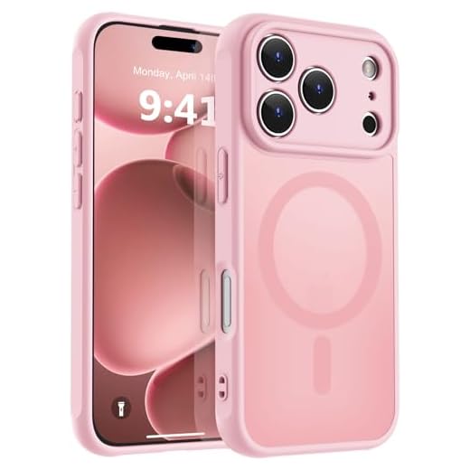 MOCCA Strong Magnetic Compatible with iPhone 17 Pro Case [Compatible with Magsafe] [Full Camera Protection] Slim Translucent Matte Shockproof Phone Case Cover 6.3",Pink